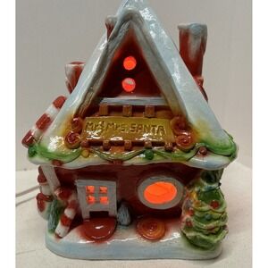 Christmas House Apsit Bros Of California '79 Mr & MRS SANTA HOUSE LAMP Chalkware